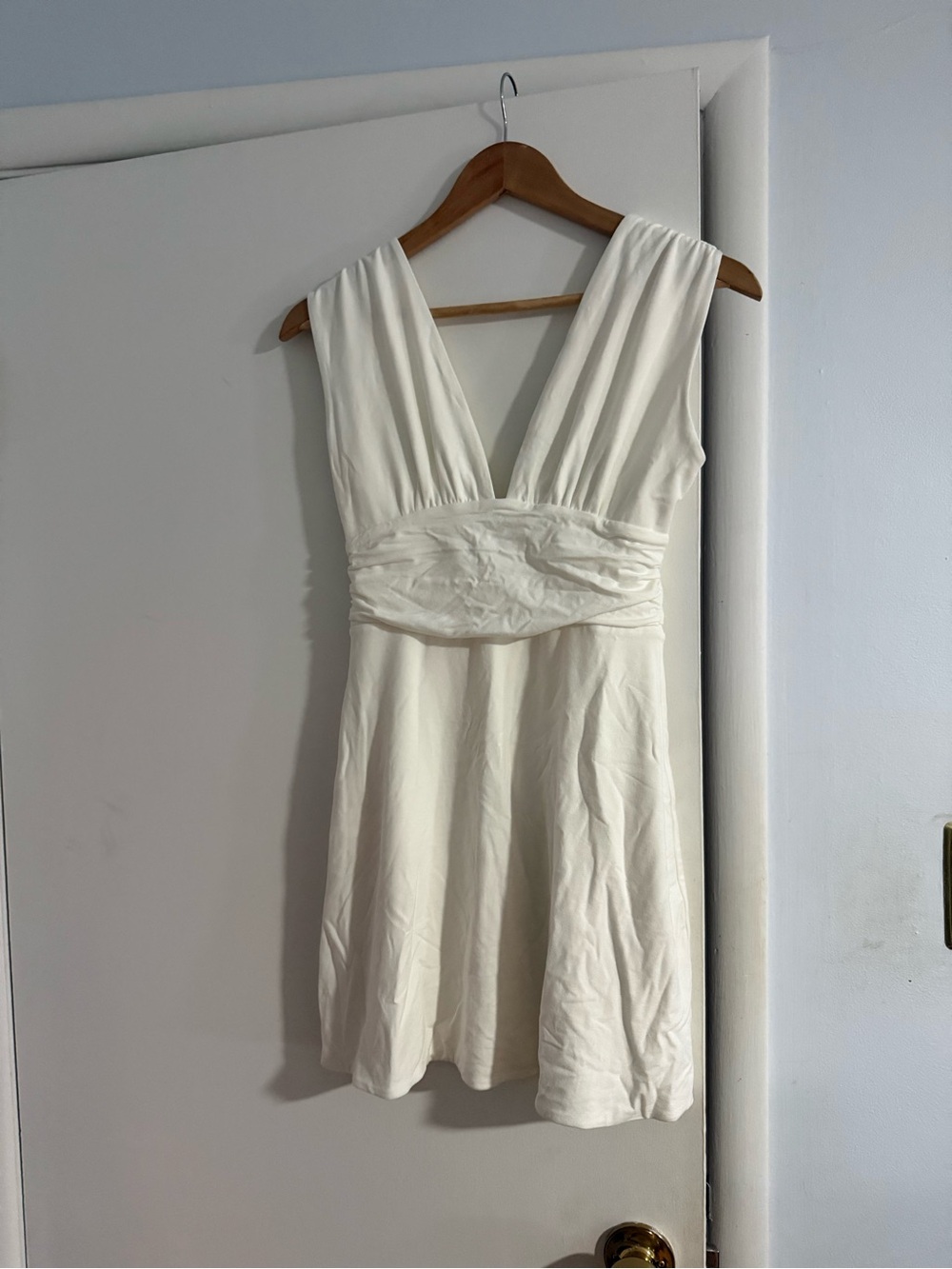 Oh Polly White V-Neck Ruched Mini Dress - Picture 5 of 5